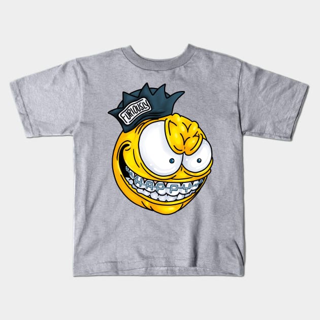 Furiously Happy Kids T-Shirt by hideedoodle